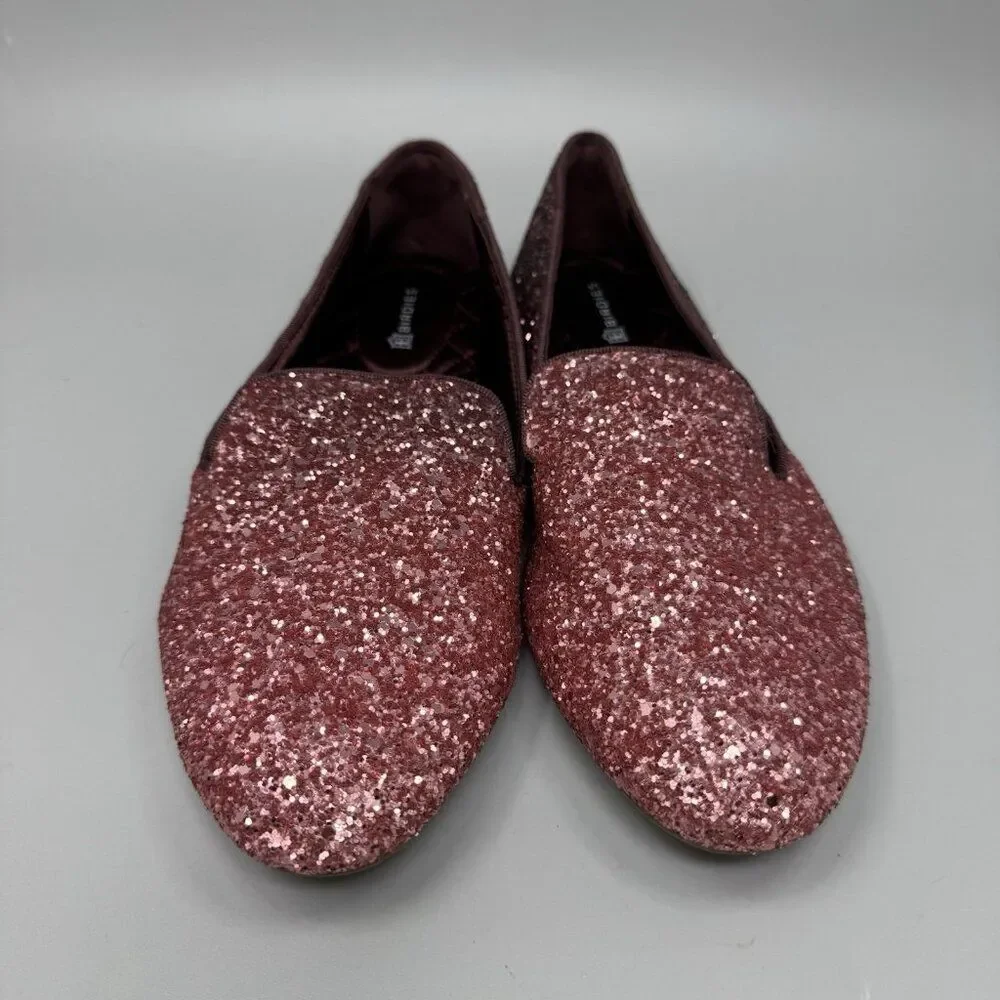 Birdies Shoes Womens 7.5 The Starling Rose Pink Glitter Sparkle Slip On Flats